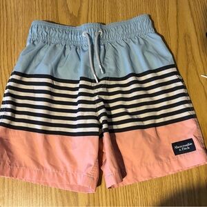 Abercrombie & Fitch Blue, Navy & Pink Stripe Swim Shorts